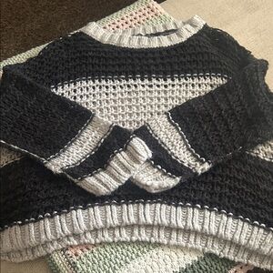 Free People Black and Gray Knit Sweater,